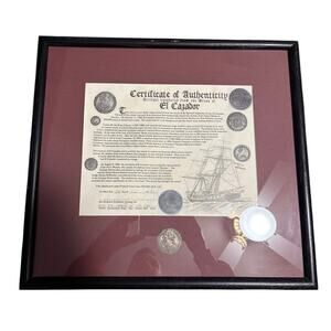 Plaque of El Cazador Shipwreck 1783 Spanish 8 Reales Silver COA